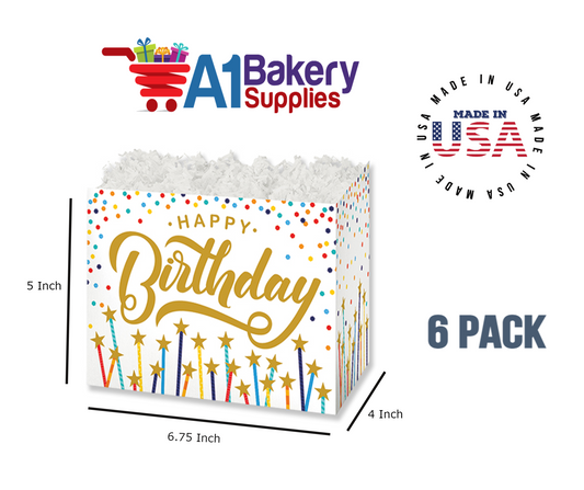 Happy Birthday Stars Basket Box, Theme Gift Box, Small 6.75 (Length) x 4 (Width) x 5 (Height), 6 Pack