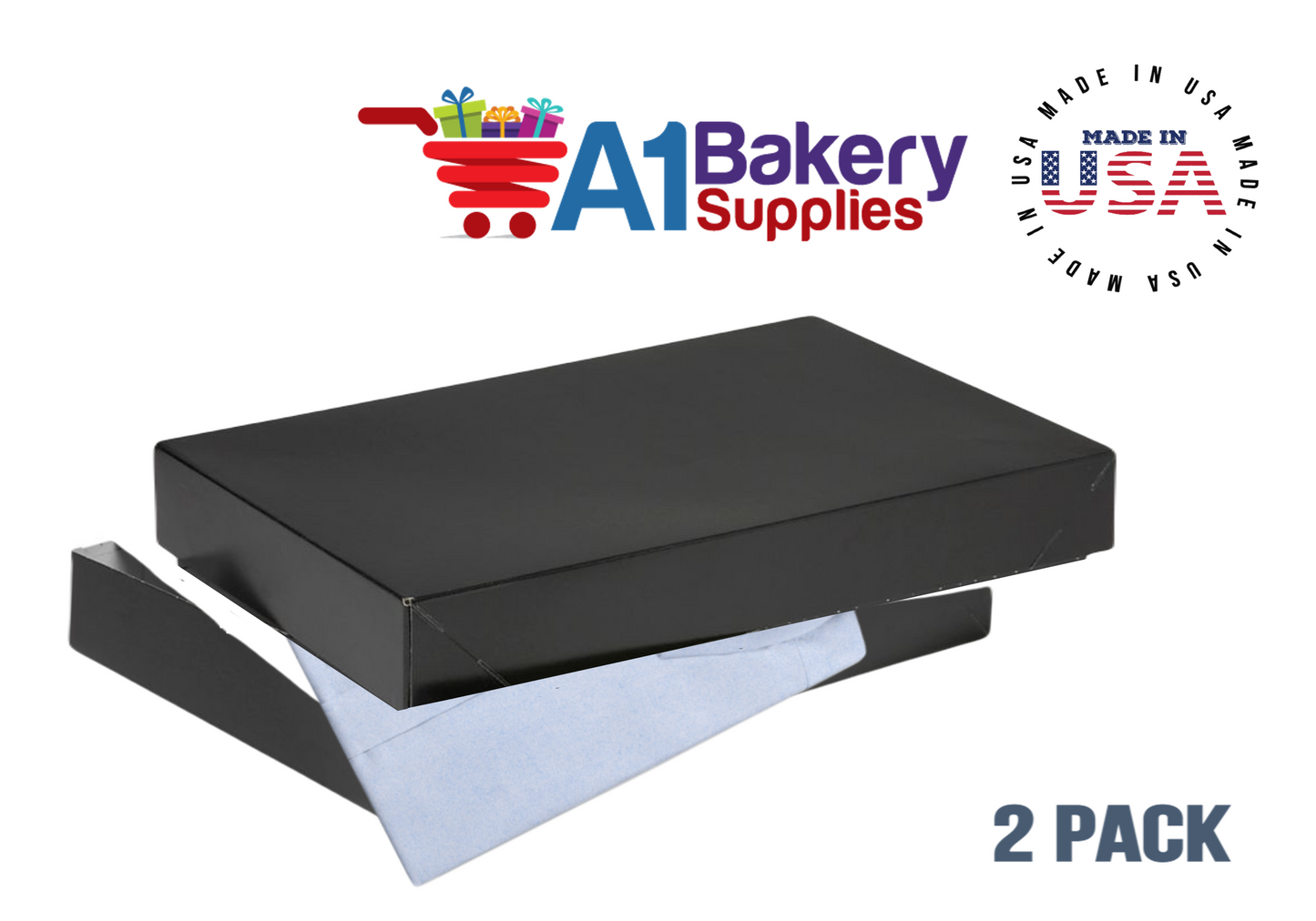 Black Color Apparel Box for Men Shirts Gift Wrap Packaging Boxes, 15 x 9 1/2 x 2" - 2 Pack, Small