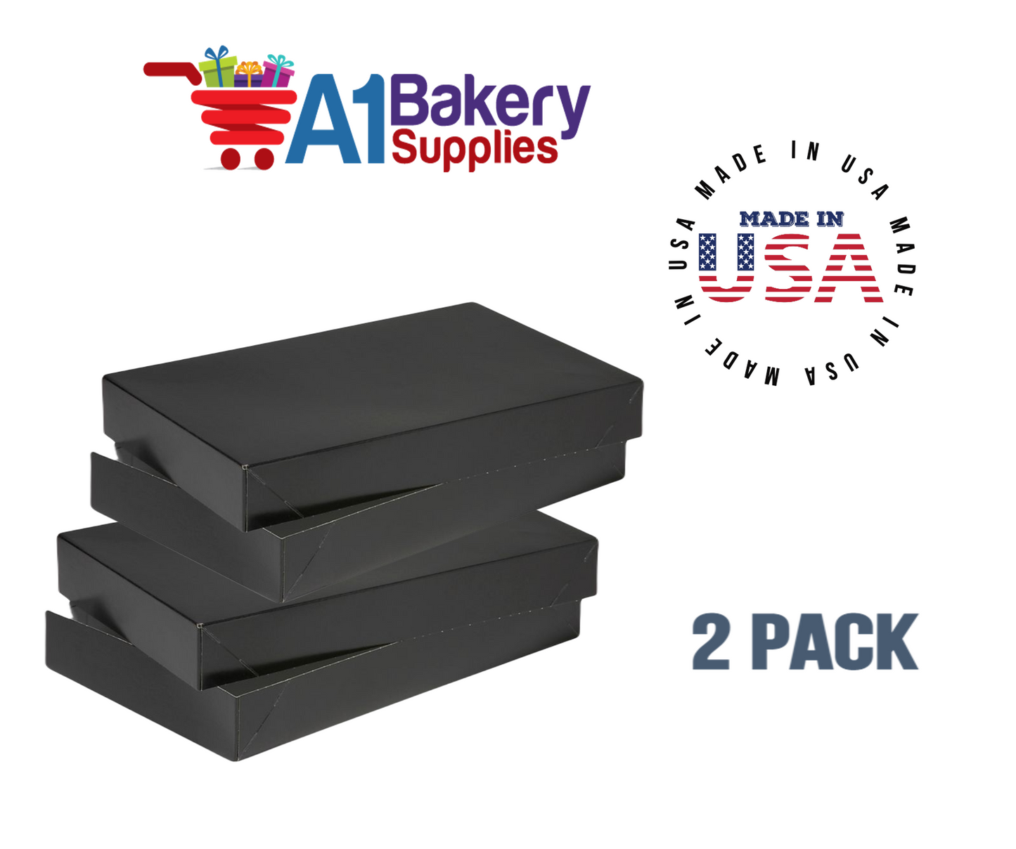 Black Color Apparel Box for Men Shirts Gift Wrap Packaging Boxes, 15 x 9 1/2 x 2" - 2 Pack, Small