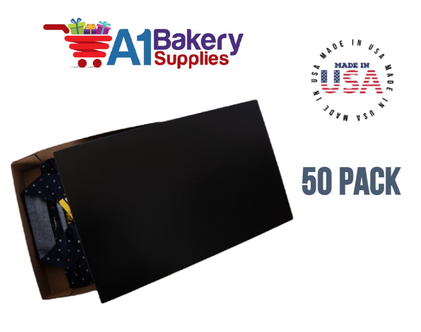 Black Color Apparel Box for Men Shirts Gift Wrap Packaging Boxes, 15 x 9 1/2 x 2" - 50 Pack, Large