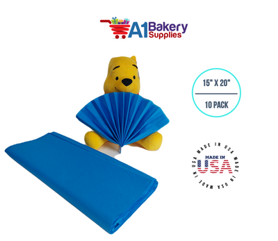 Brilliant Blue Bulk Tissue Paper 15 Inch x 20 Inch - 10 Sheets premium Tissue Paper
