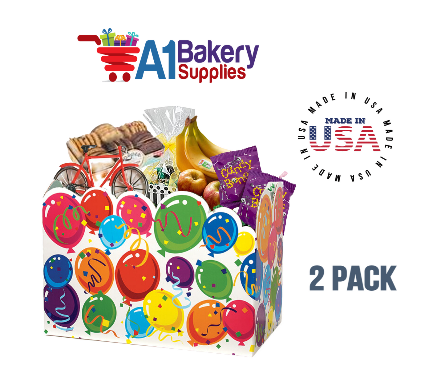 Celebrate Basket Box, Theme Gift Box, Large 10.25 (Length) x 6 (Width) x 7.5 (Height), 2 Pack