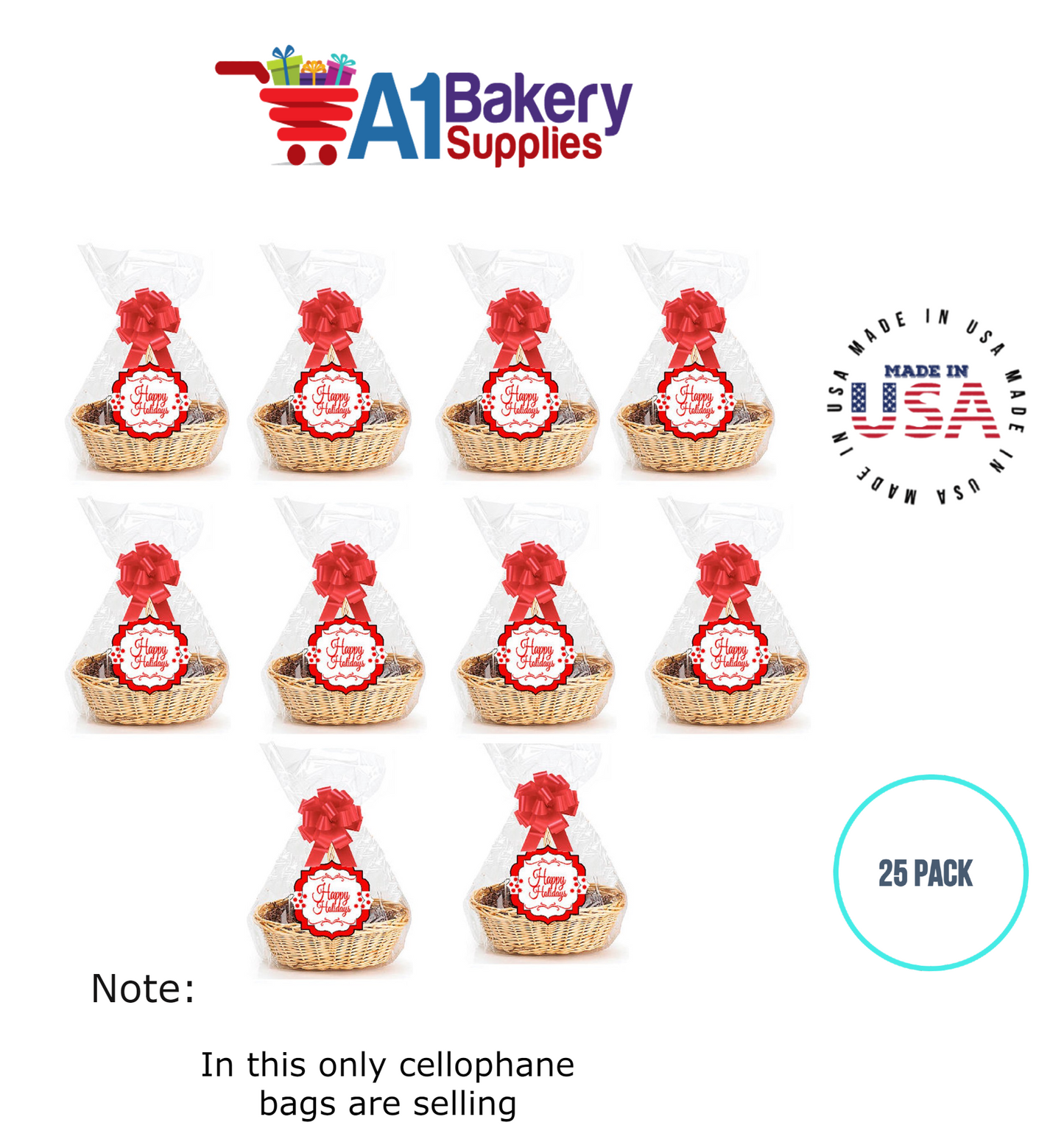 Round Bottom Basket Size 1.2 MIL BOPP Sealable Cellophane Gift Bags Bags for Gift Packing 20 x 36 Inch, 25 Pack