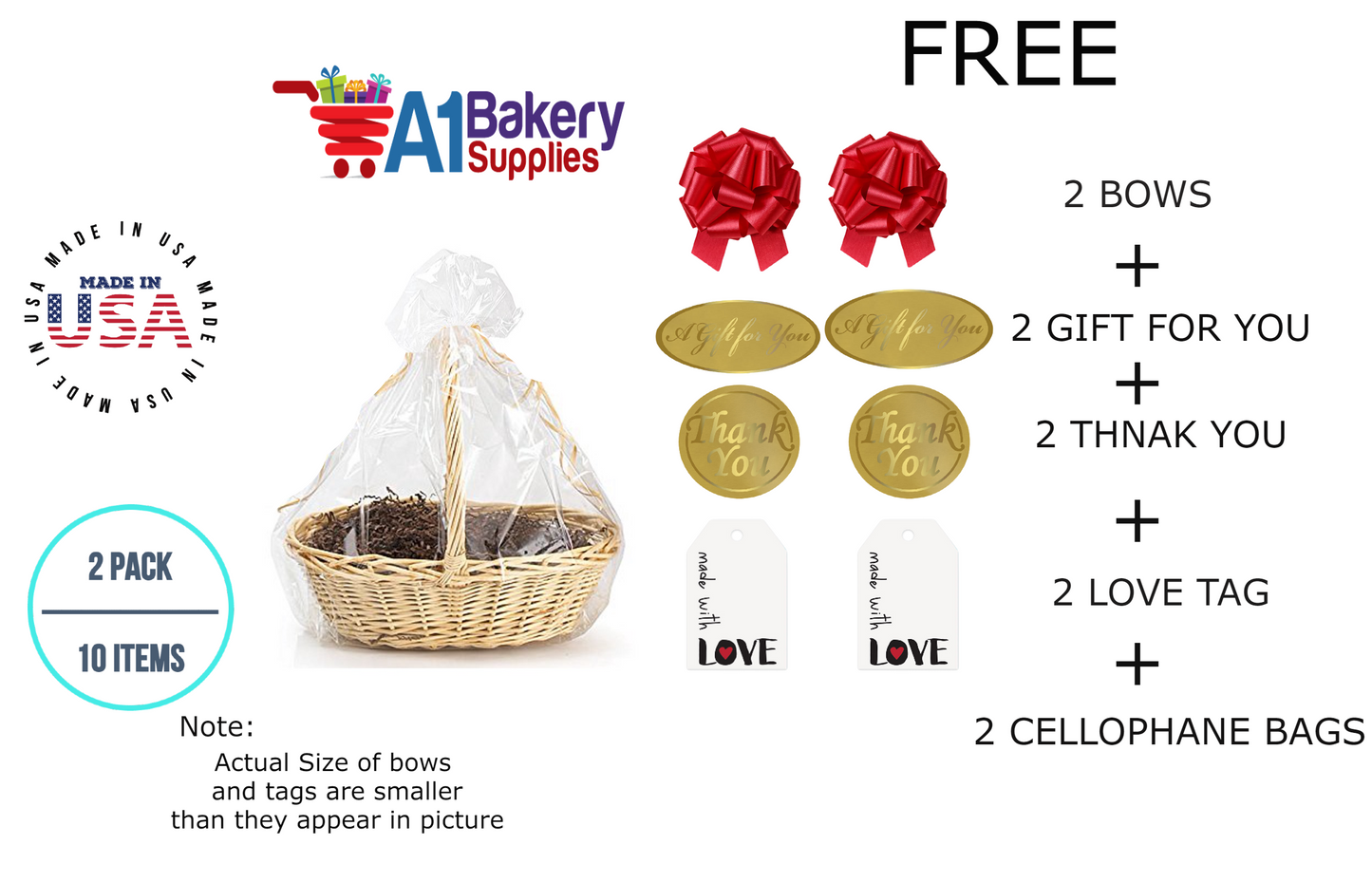 BOPP Sealable Cellophane Bags and Clear Gift Basket Wrap Packaging, 27 in x 35 in, Clear Cello Wrapping for Baby Shower, Wedding Party, or Event Giveaways, 2 Pack