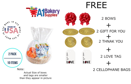 BOPP Sealable Cellophane Bags and Clear Gift Basket Wrap Packaging, 18 in x 30 in, Clear Cello Wrapping for Baby Shower, Wedding Party, or Event Giveaways, 2 Pack
