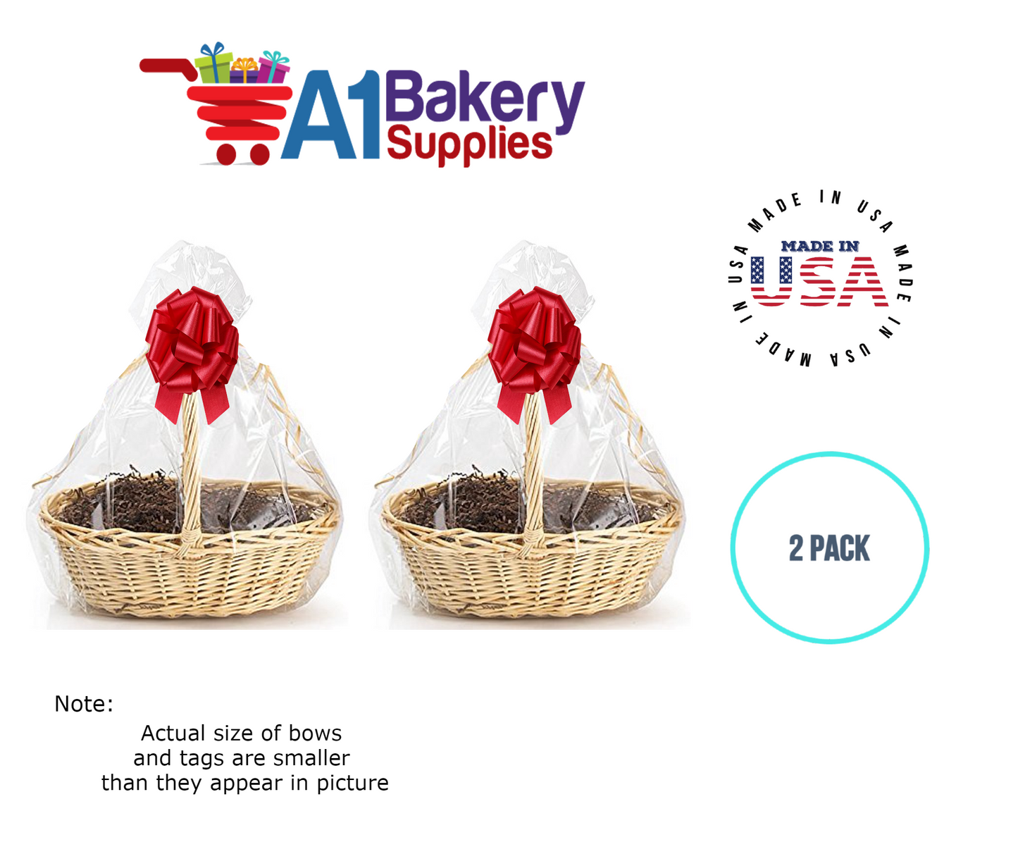 BOPP Sealable Cellophane Bags and Clear Gift Basket Wrap Packaging, 27 in x 35 in, Clear Cello Wrapping for Baby Shower, Wedding Party, or Event Giveaways, 2 Pack