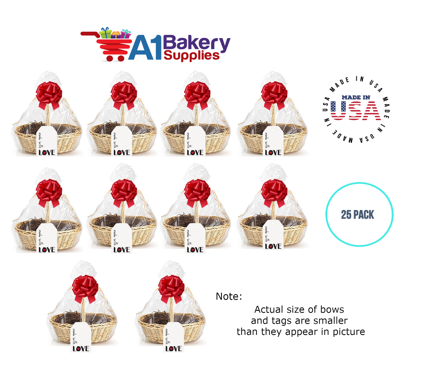 BOPP Sealable Cellophane Bags and Clear Gift Basket Wrap Packaging, 27 in x 35 in, Clear Cello Wrapping for Baby Shower, Wedding Party, or Event Giveaways, 25 Pack