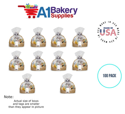 BOPP Sealable Cellophane Bags and Clear Gift Basket Wrap Packaging, 24 in x 30 in, Clear Cello Wrapping for Baby Shower, Wedding Party, or Event Giveaways, 100 Pack