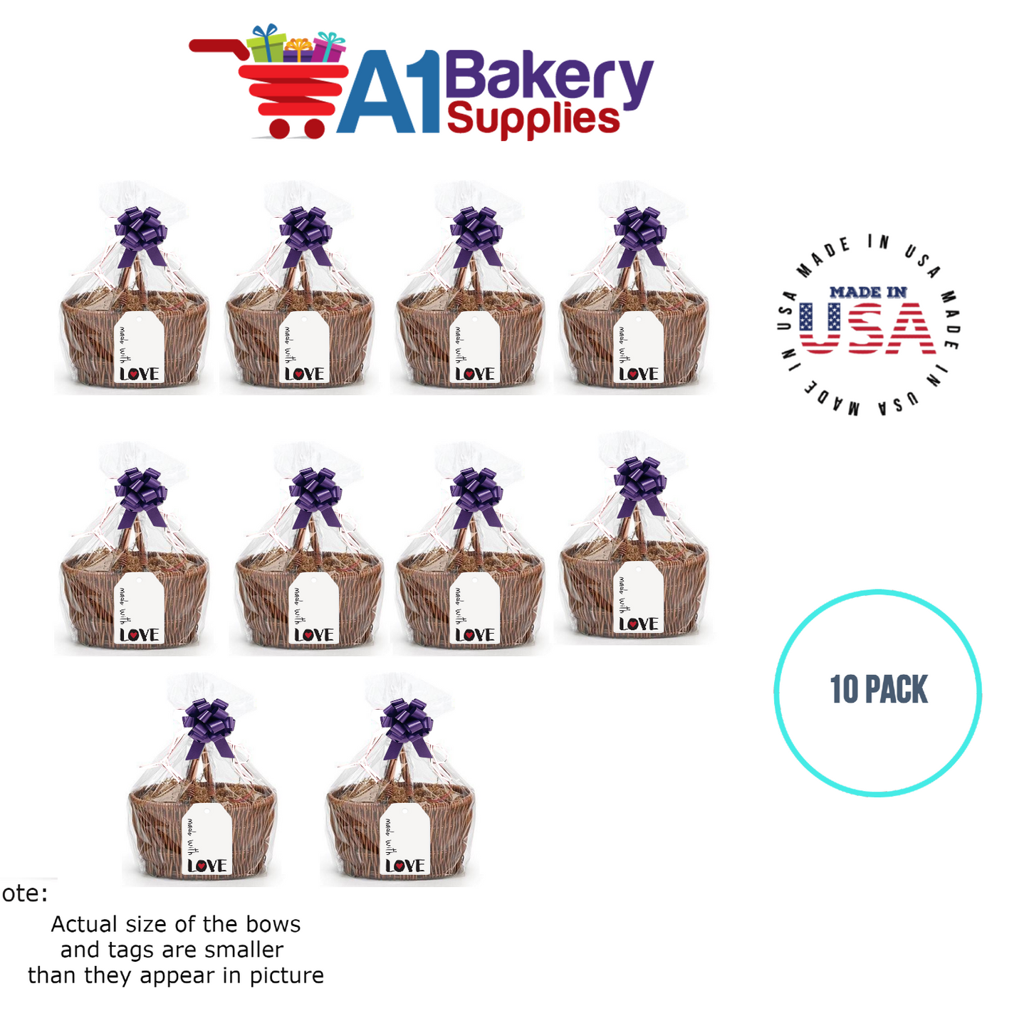 BOPP Sealable Cellophane Bags and Clear Gift Basket Wrap Packaging, 30 in x 40 in, Clear Cello Wrapping for Baby Shower, Wedding Party, or Event Giveaways, 10 Pack