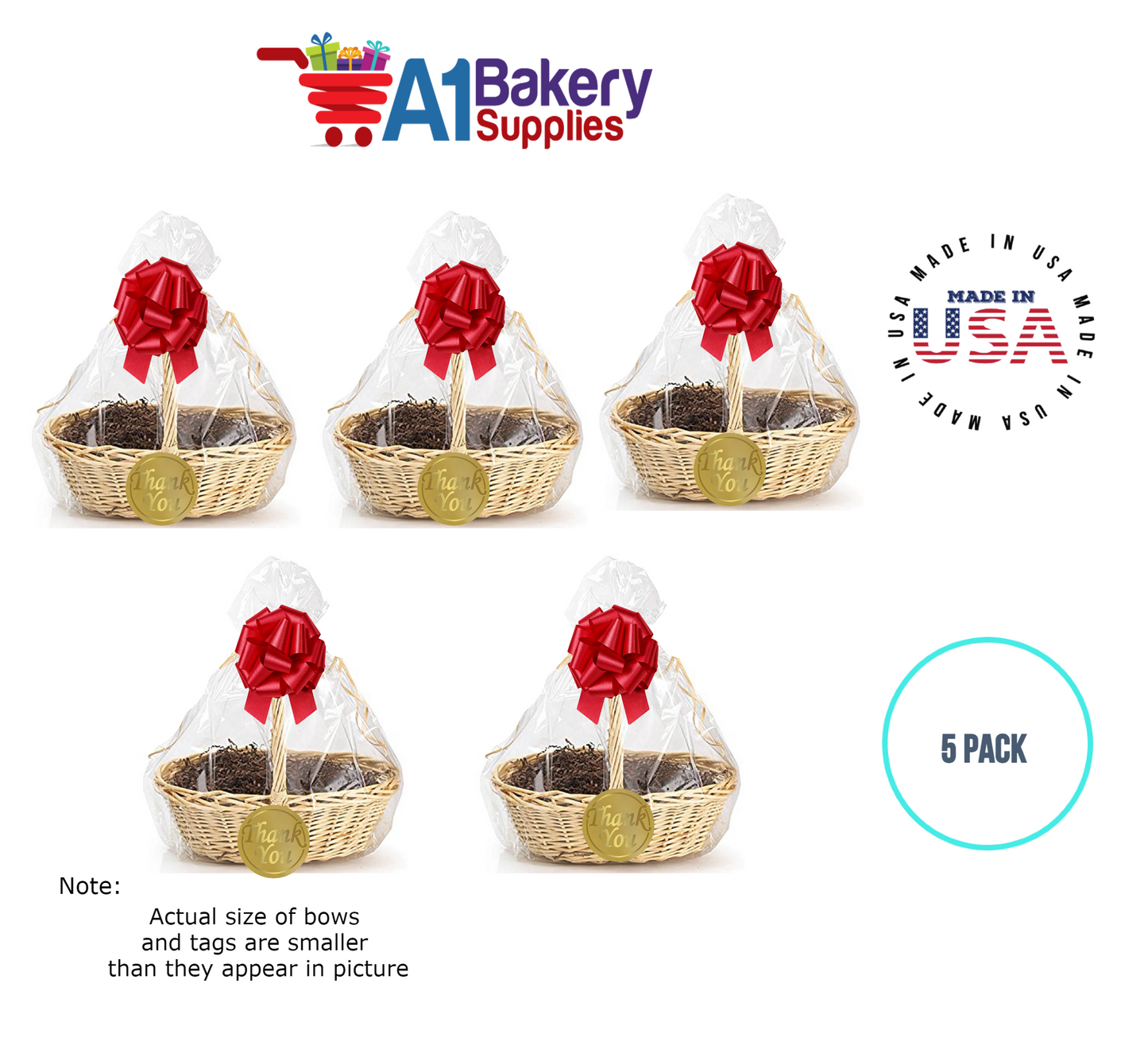 BOPP Sealable Cellophane Bags and Clear Gift Basket Wrap Packaging, 27 in x 35 in, Clear Cello Wrapping for Baby Shower, Wedding Party, or Event Giveaways, 5 Pack