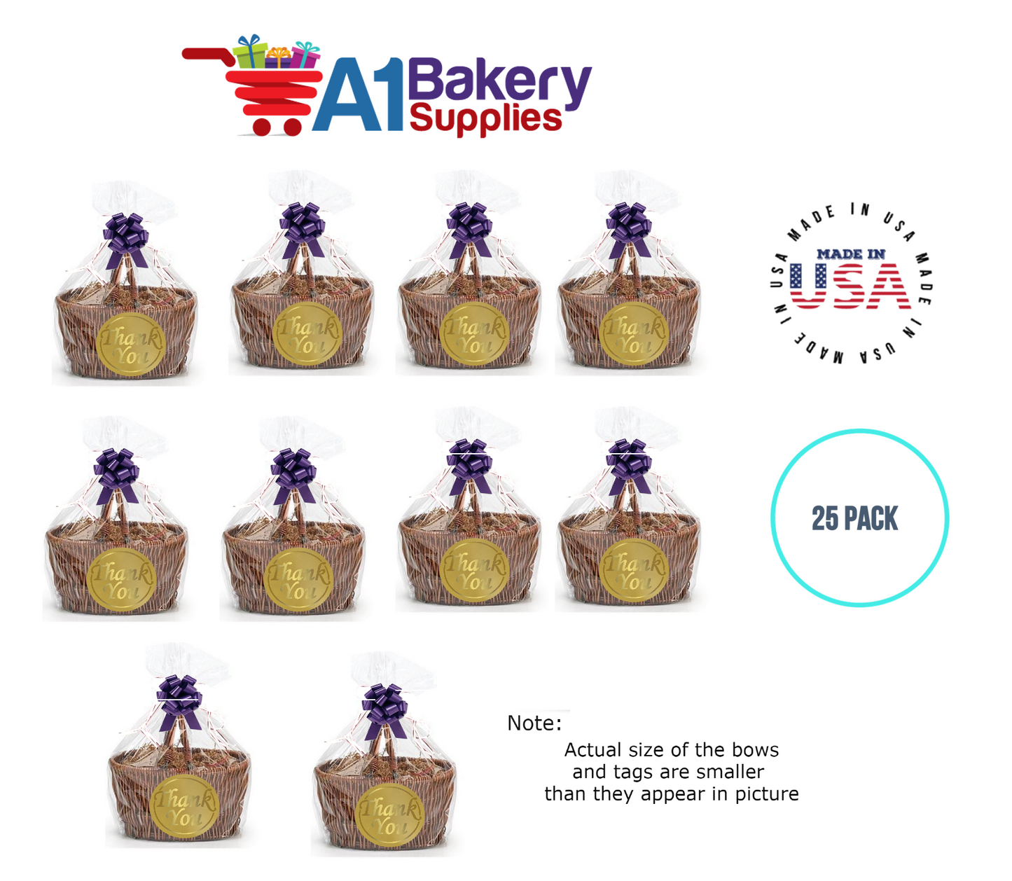 BOPP Sealable Cellophane Bags and Clear Gift Basket Wrap Packaging, 30 in x 40 in, Clear Cello Wrapping for Baby Shower, Wedding Party, or Event Giveaways, 25 Pack