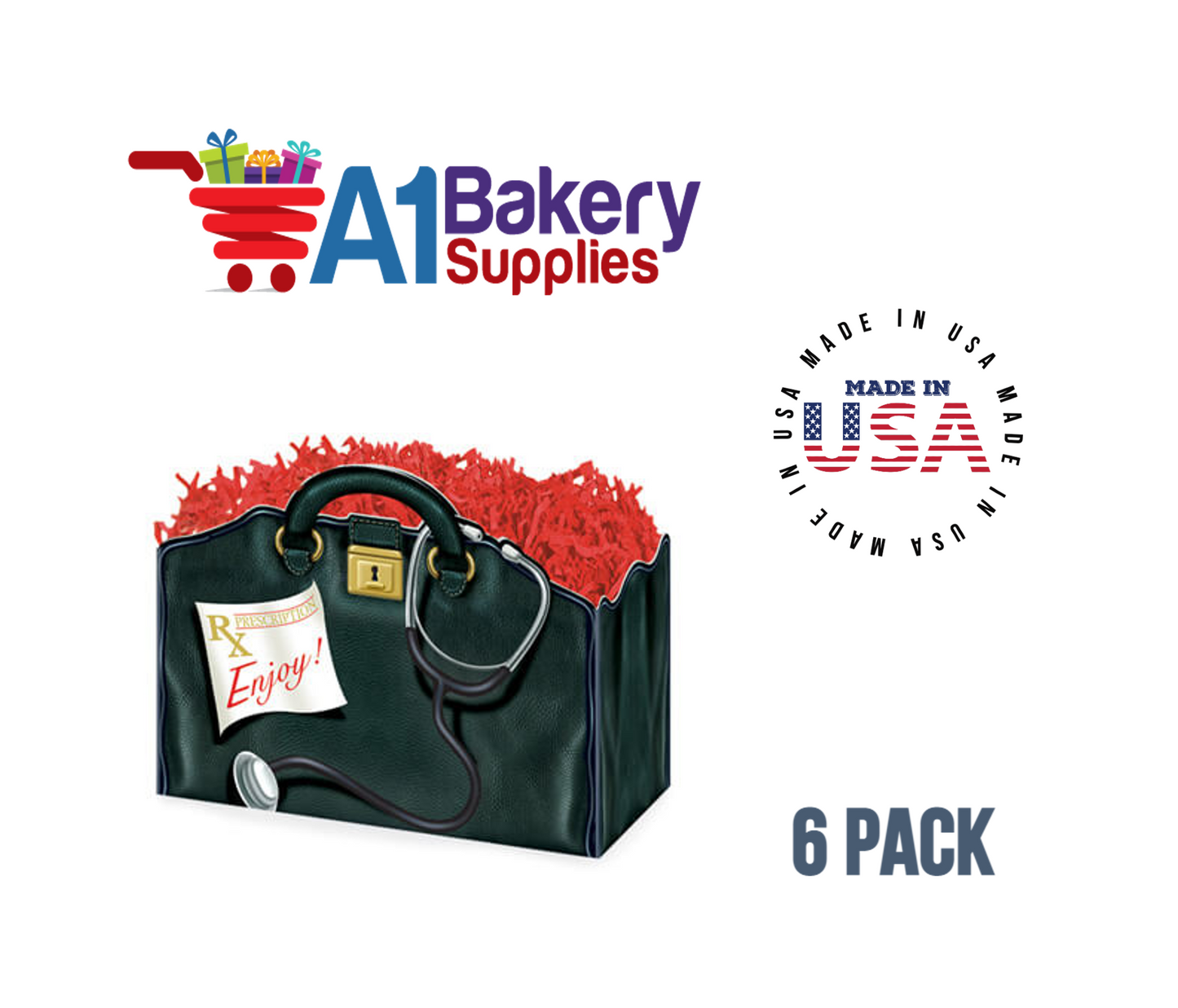 Get Well Doctors Bag, Medical Bag, nurse Bag, Basket Box, Theme Gift Box, Large 10.25 (Length) x 6 (Width) x 7.5 (Height), 6 Pack