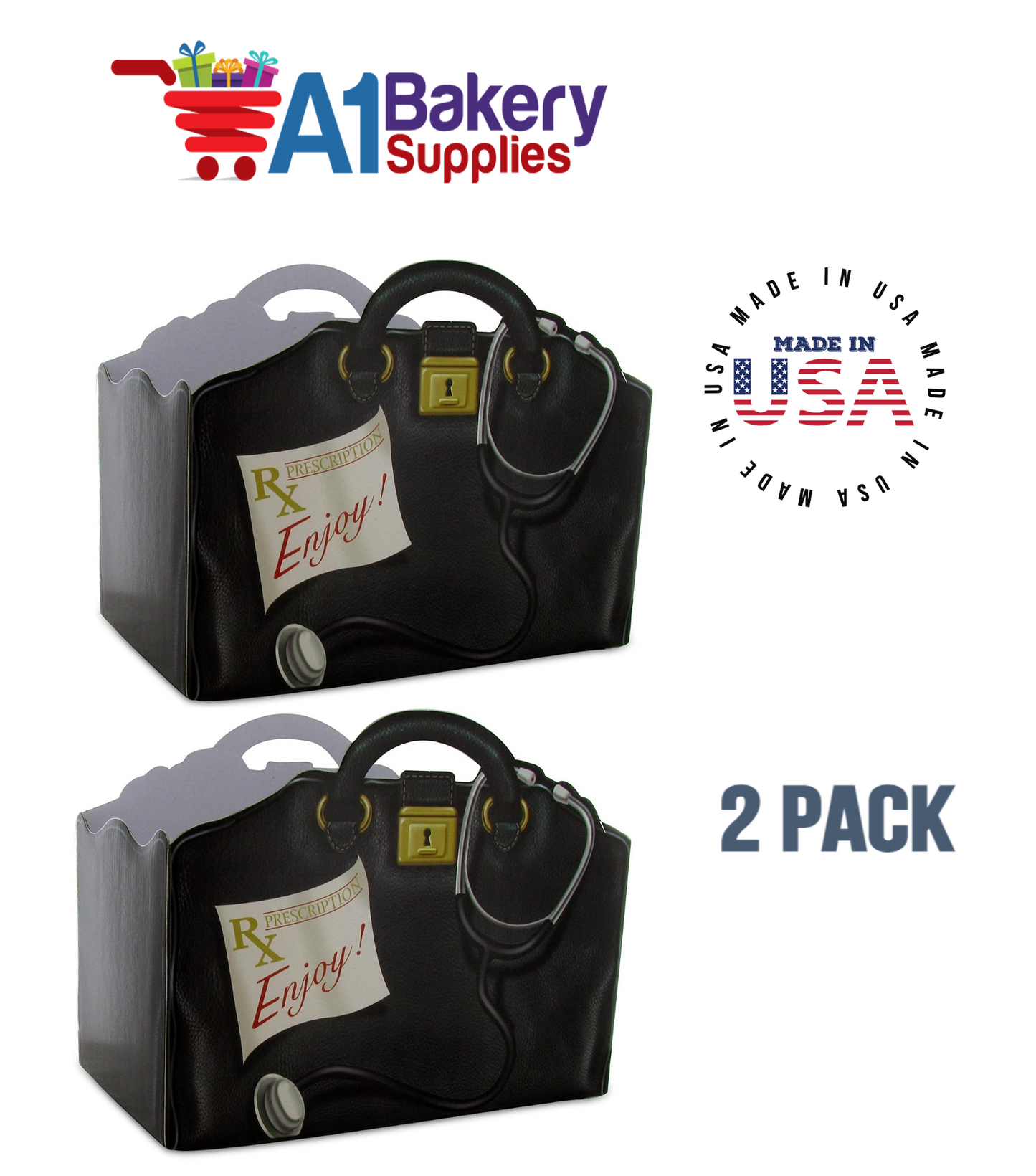 Get Well Doctors Bag, Medical Bag, Nurse Bag, Basket Box, Theme Gift Box, Small 6.75 (Length) x 4 (Width) x 5 (Height), 2 Pack