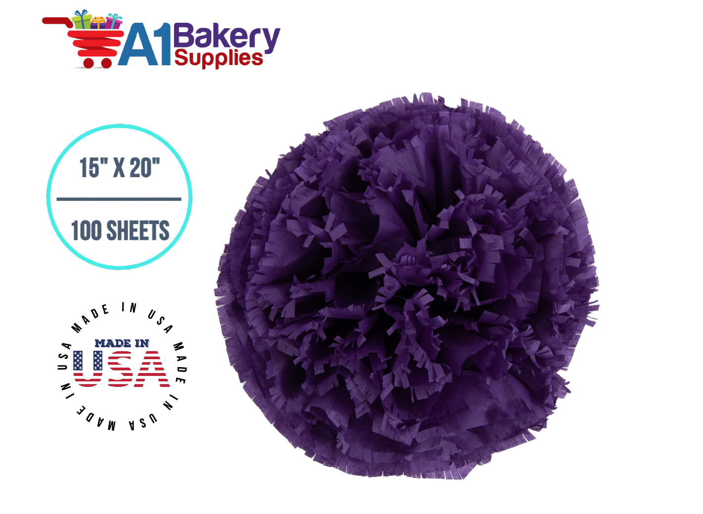 Lavender Tissue Paper Squares, Bulk 100 Sheets, Premium Gift Wrap and Art Supplies for Birthdays, Holidays, or Presents by A1BakerySupplies, Medium 15 Inch x 20 Inch