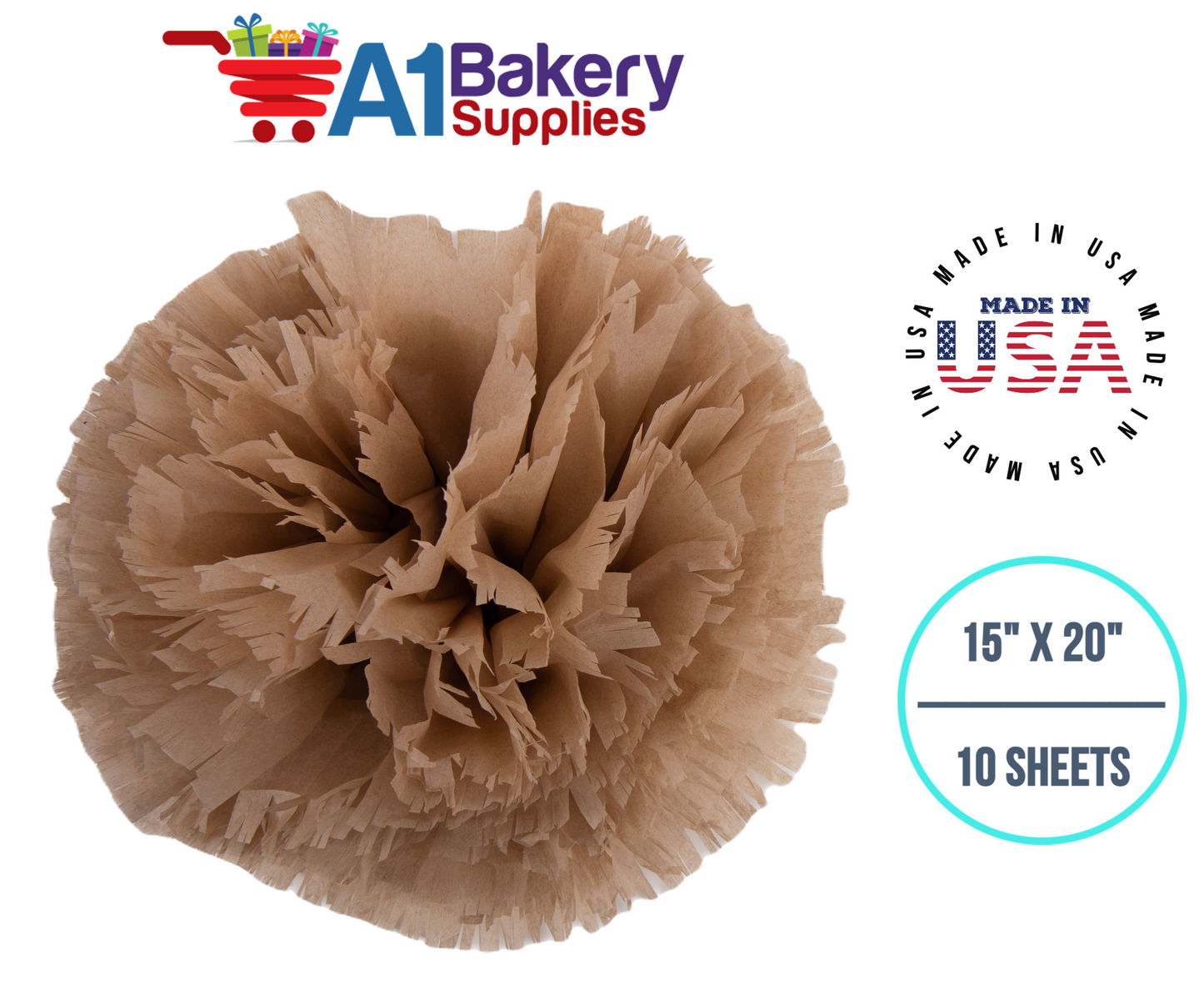 Solid Craft Tissue Paper Squares, Bulk10 Sheets, Premium Gift Wrap and Art Supplies for Birthdays, Holidays, or Presents by A1BakerySupplies, Small 15 Inch x 20 Inch