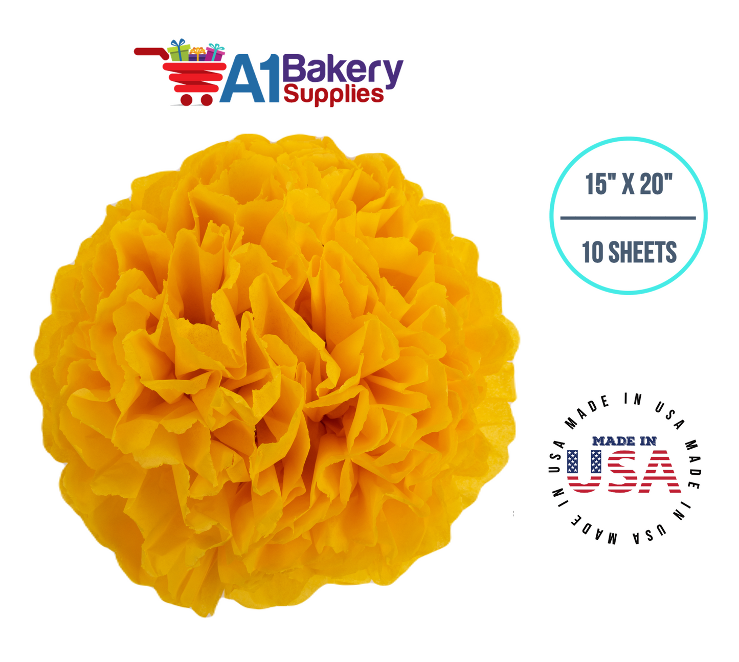 Dandelion Tissue Paper Squares, Bulk 10 Sheets, Premium Gift Wrap and Art Supplies for Birthdays, Holidays, or Presents by A1BakerySupplies, Small 15 Inch x 20 Inch