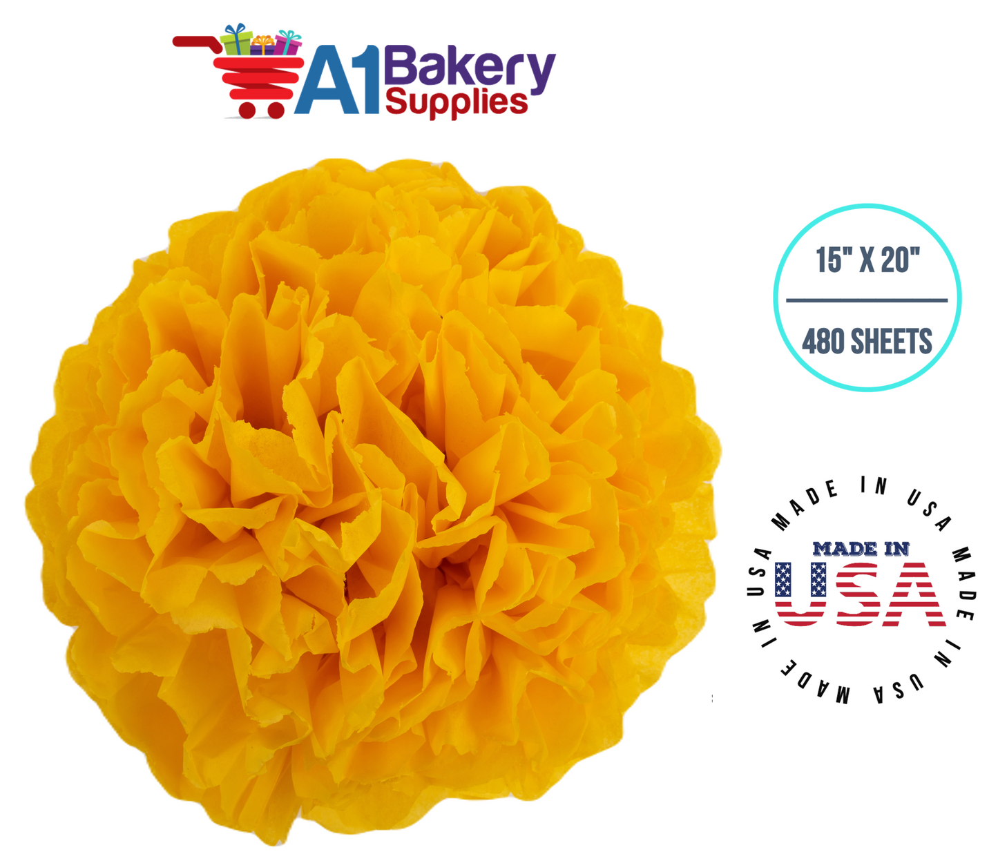 Dandelion Tissue Paper Squares, Bulk 480 Sheets, Premium Gift Wrap and Art Supplies for Birthdays, Holidays, or Presents by A1BakerySupplies, Large 15 Inch x 20 Inch