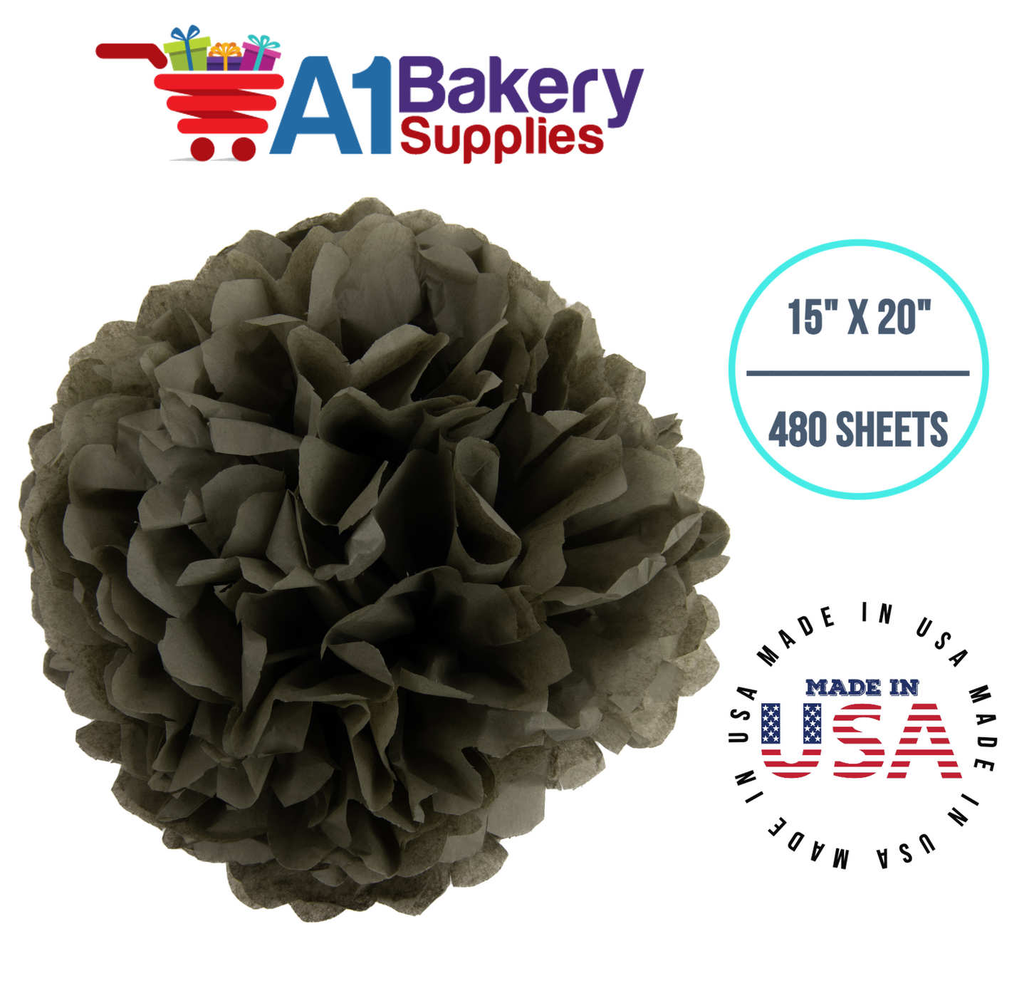 Tapestry Green Tissue Paper Squares, Bulk 480 Sheets, Premium Gift Wrap and Art Supplies for Birthdays, Holidays, or Presents by A1BakerySupplies, Large 15 Inch x 20 Inch