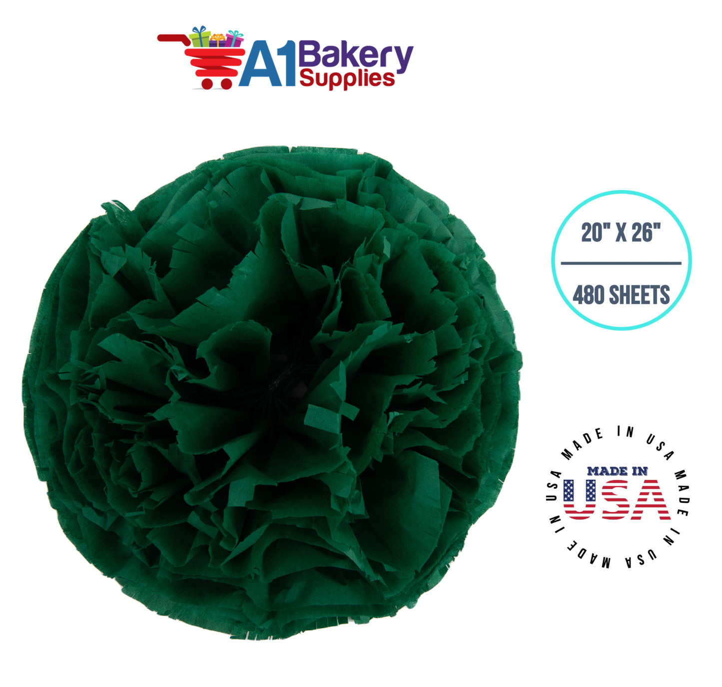 Emerald Green Tissue Paper 20 Inch x 26 Inch - 480 Sheets