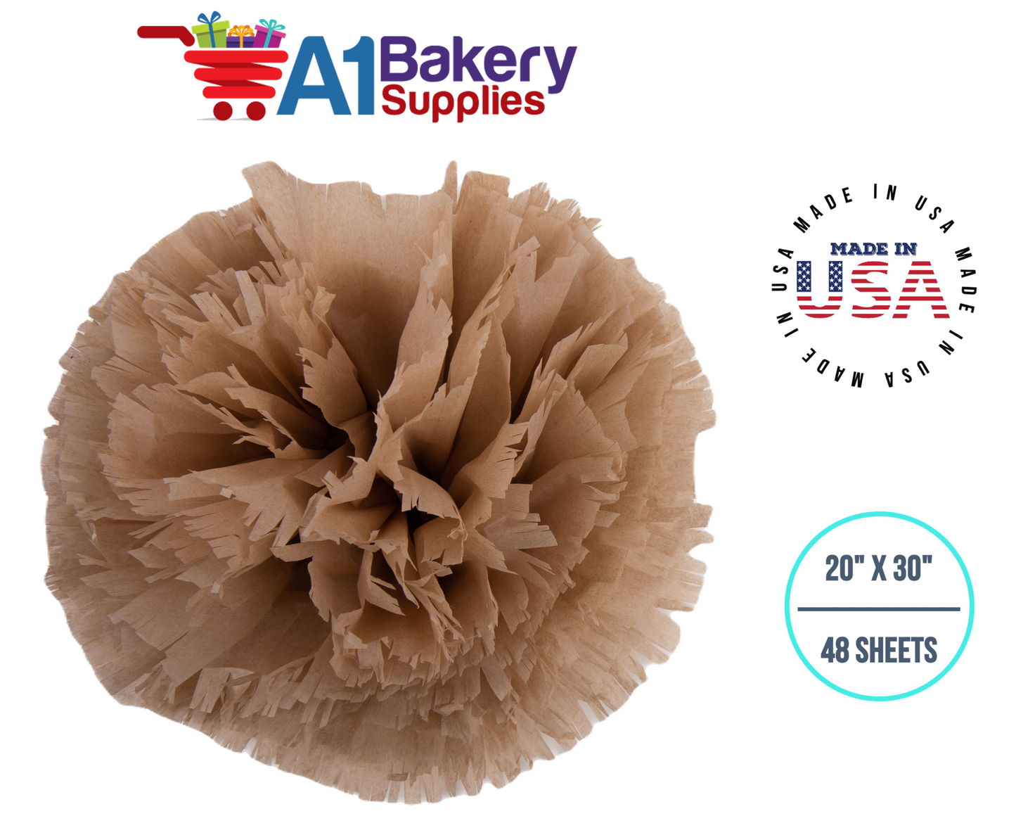 Solid Craft Tissue Paper Squares, Bulk 48 Sheets, Premium Gift Wrap and Art Supplies for Birthdays, Holidays, or Presents by A1BakerySupplies, Medium 20 Inch x 30 Inch