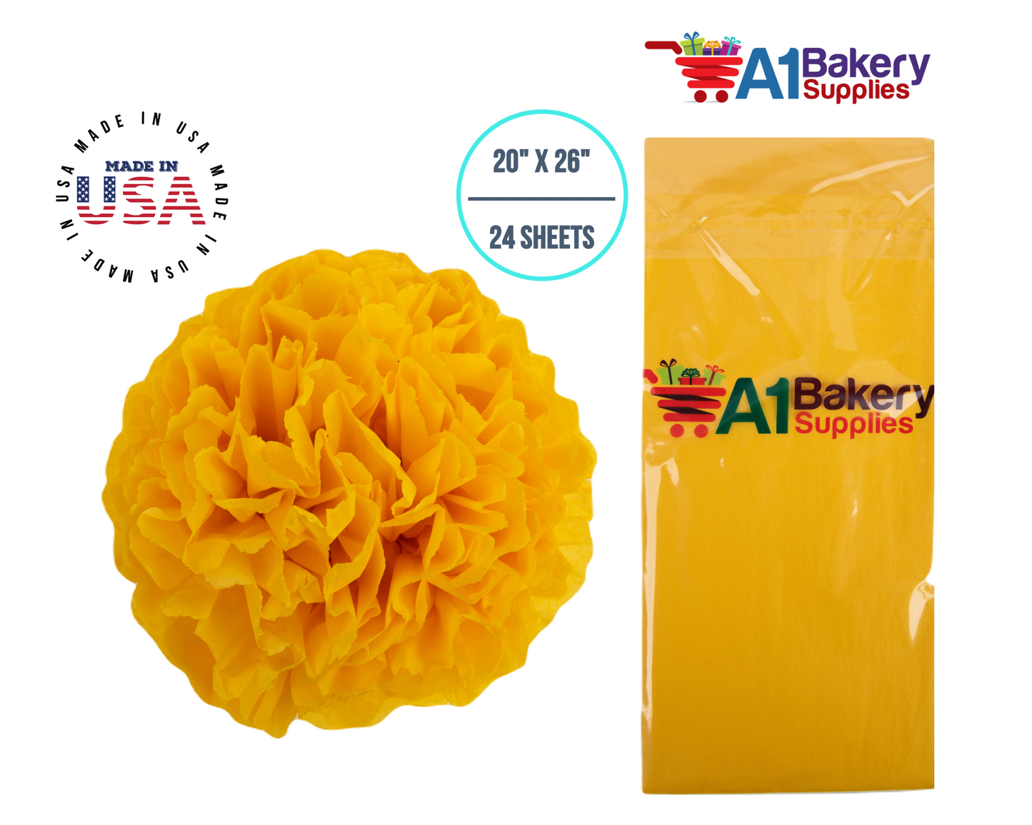 Dandelion Tissue Paper Squares, Bulk 24 Sheets, Premium Gift Wrap and Art Supplies for Birthdays, Holidays, or Presents by A1BakerySupplies, Small 20 Inch x 26 Inch