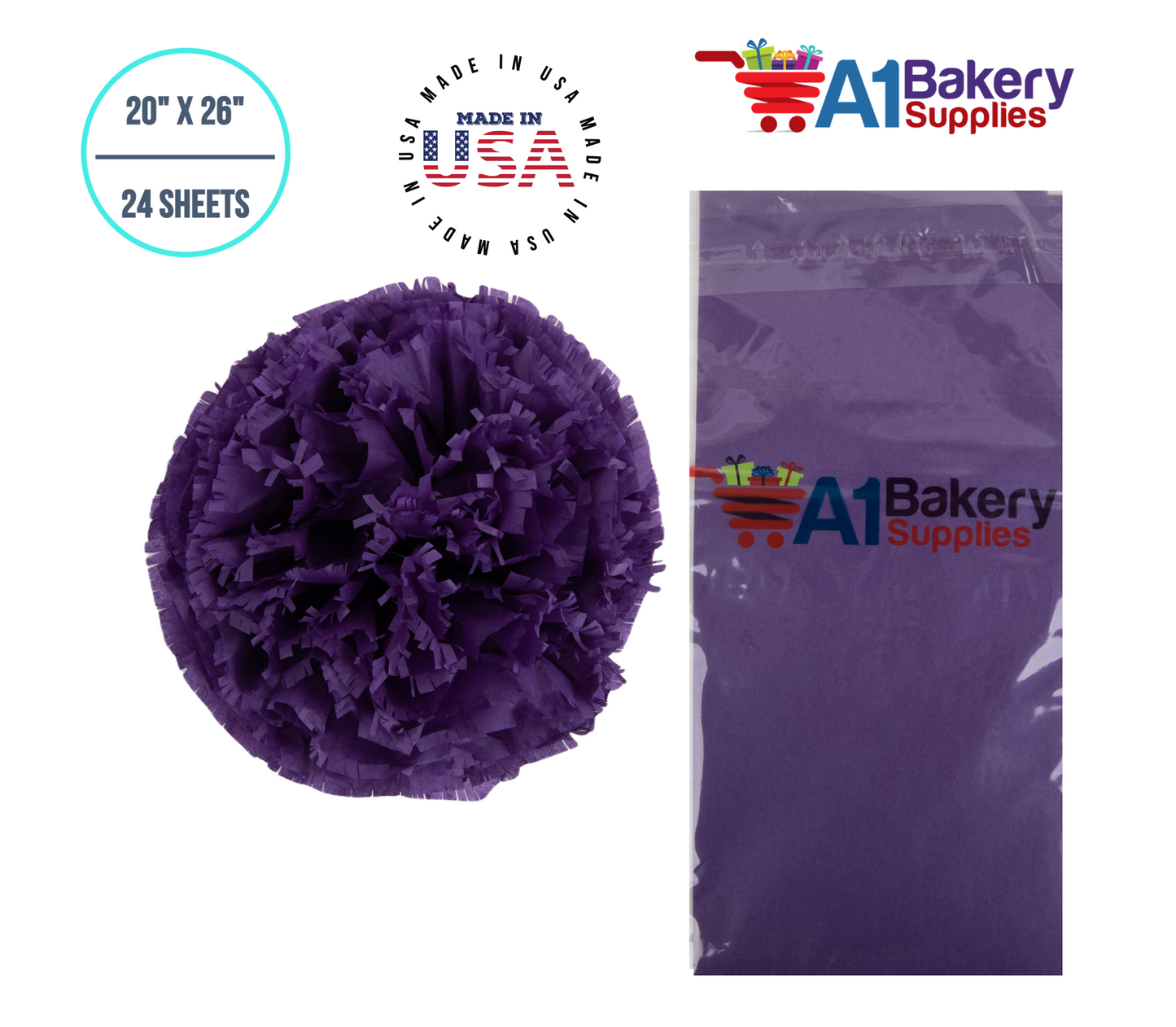 Lavender Tissue Paper Squares, Bulk 24 Sheets, Premium Gift Wrap and Art Supplies for Birthdays, Holidays, or Presents by A1BakerySupplies, Small 20 Inch x 26 Inch