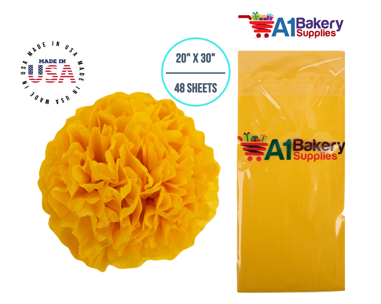 Dandelion Tissue Paper Squares, Bulk 48 Sheets, Premium Gift Wrap and Art Supplies for Birthdays, Holidays, or Presents by A1BakerySupplies, Medium 20 Inch x 30 Inch