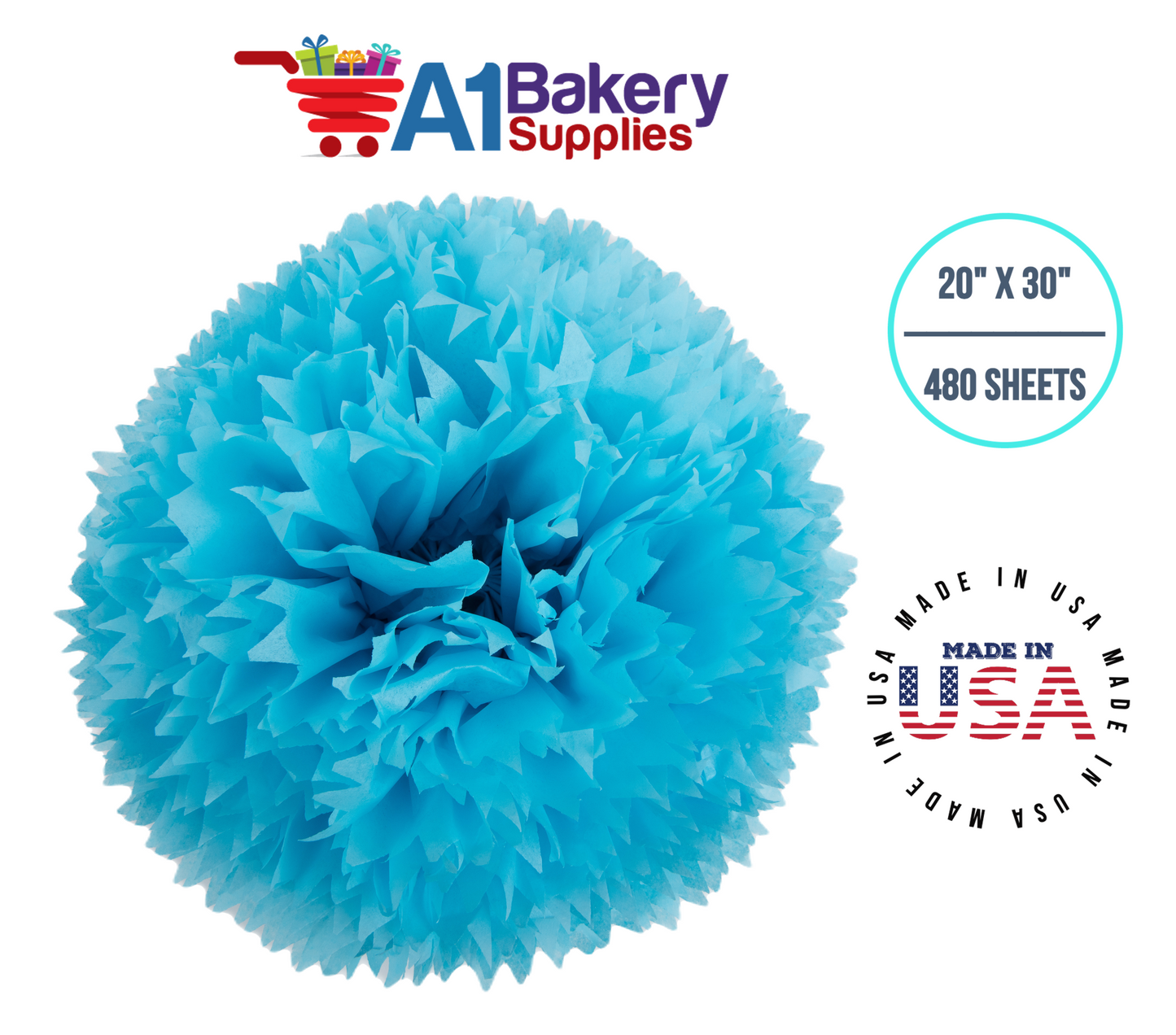 Oxford Blue Tissue Paper Squares, Bulk 480 Sheets, Premium Gift Wrap and Art Supplies for Birthdays, Holidays, or Presents by A1BakerySupplies, Large 20 Inch x 30 Inch