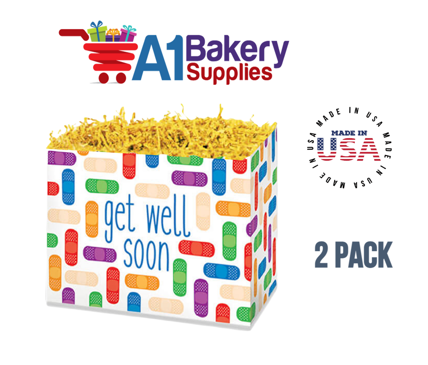 Get Well Soon Basket Box ,Theme Gift Box, Large 10.25 (Length) x 6 (Width) x 7.5 (Height), 2 Pack