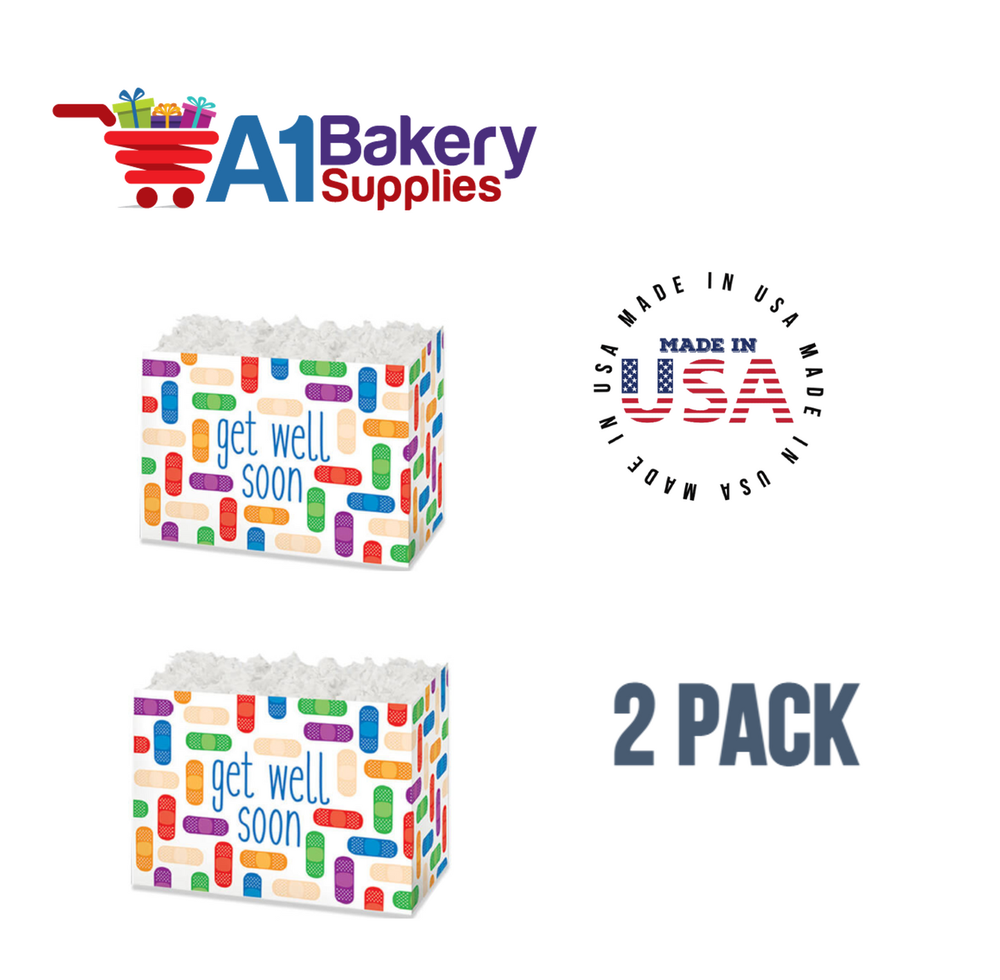 Get Well Soon Basket Box ,Theme Gift Box, Small 6.75 (Length) x 4 (Width) x 5 (Height), 2 Pack