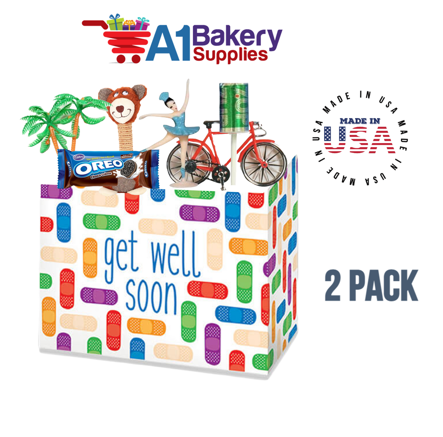 Get Well Soon Basket Box ,Theme Gift Box, Large 10.25 (Length) x 6 (Width) x 7.5 (Height), 2 Pack