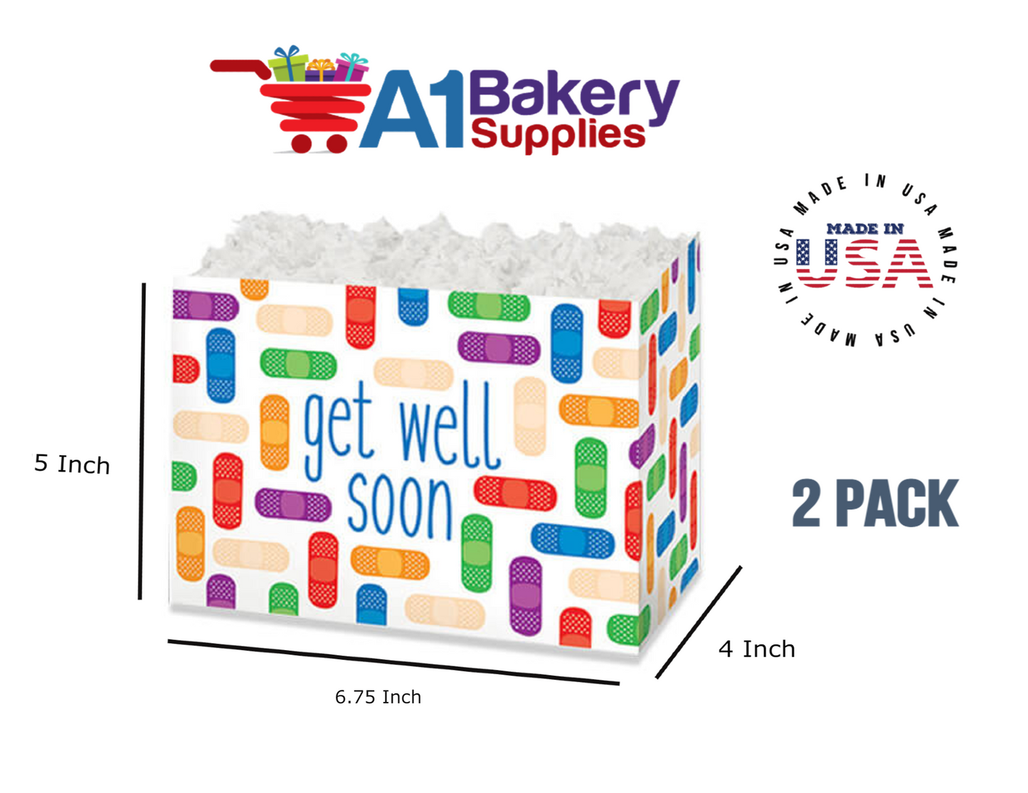 Get Well Soon Basket Box ,Theme Gift Box, Small 6.75 (Length) x 4 (Width) x 5 (Height), 2 Pack