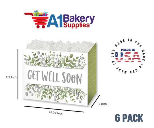 Get Well Greenery Basket Box, Theme Gift Box, Large 10.25 (Length) x 6 (Width) x 7.5 (Height), 6 Pack
