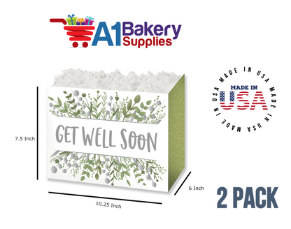 Get Well Greenery Basket Box, Theme Gift Box, Large 10.25 (Length) x 6 (Width) x 7.5 (Height), 2 Pack