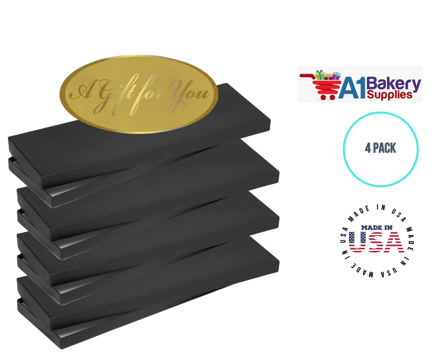 Black Men's Tie Gift Boxes Socks Gift Boxes 4 pack with Gold Gift for You Tag