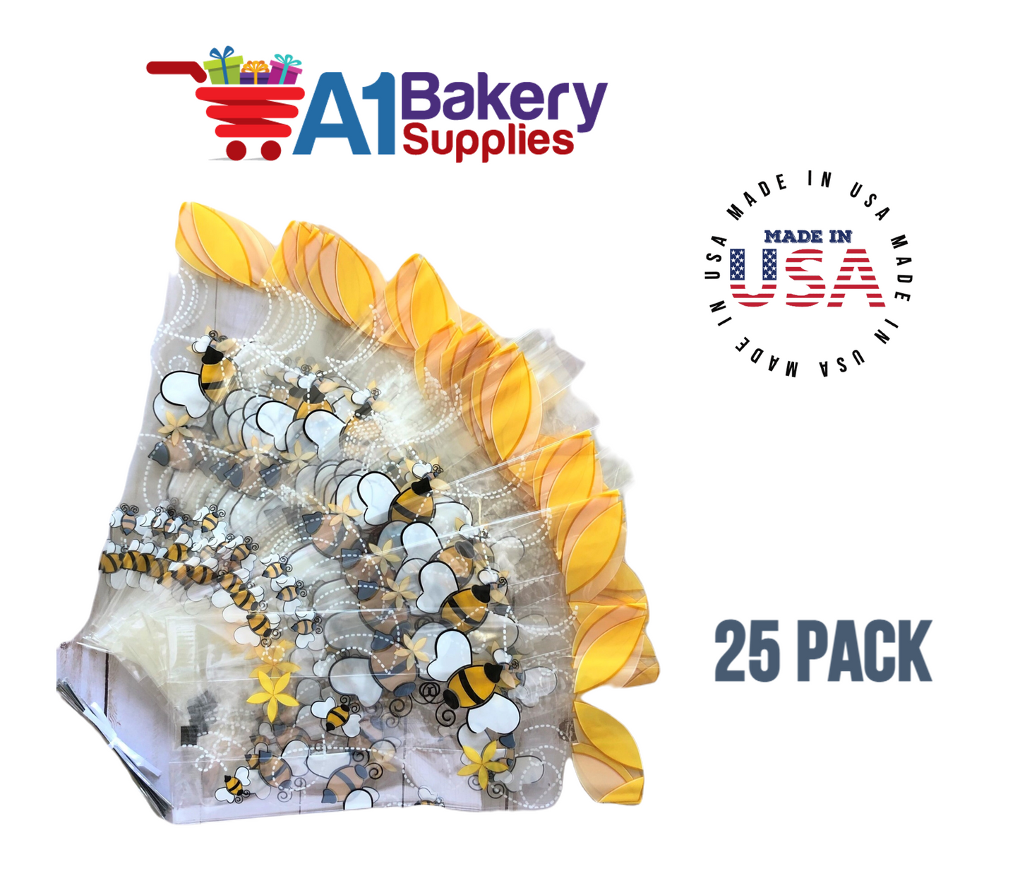 Honey Bees Cello Bags, 25 Pack