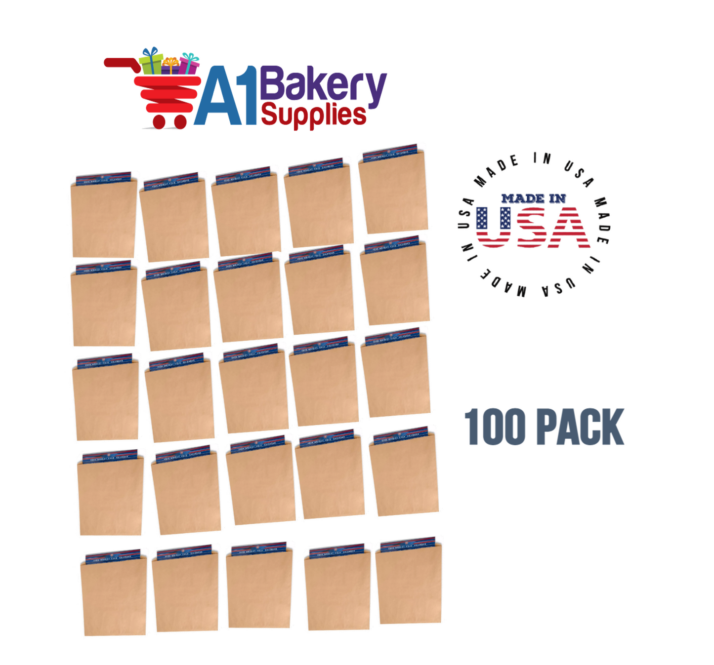 Kraft Flat Merchandise Bags, Small, 100 Pack - 14-3/4"x18"