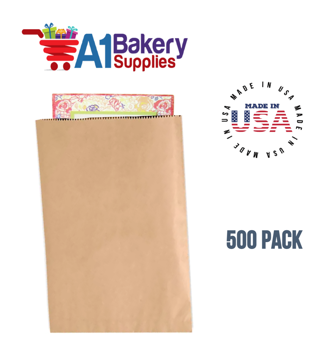 Kraft Flat Merchandise Bags, Medium, 500 Pack - 14-3/4"x18"