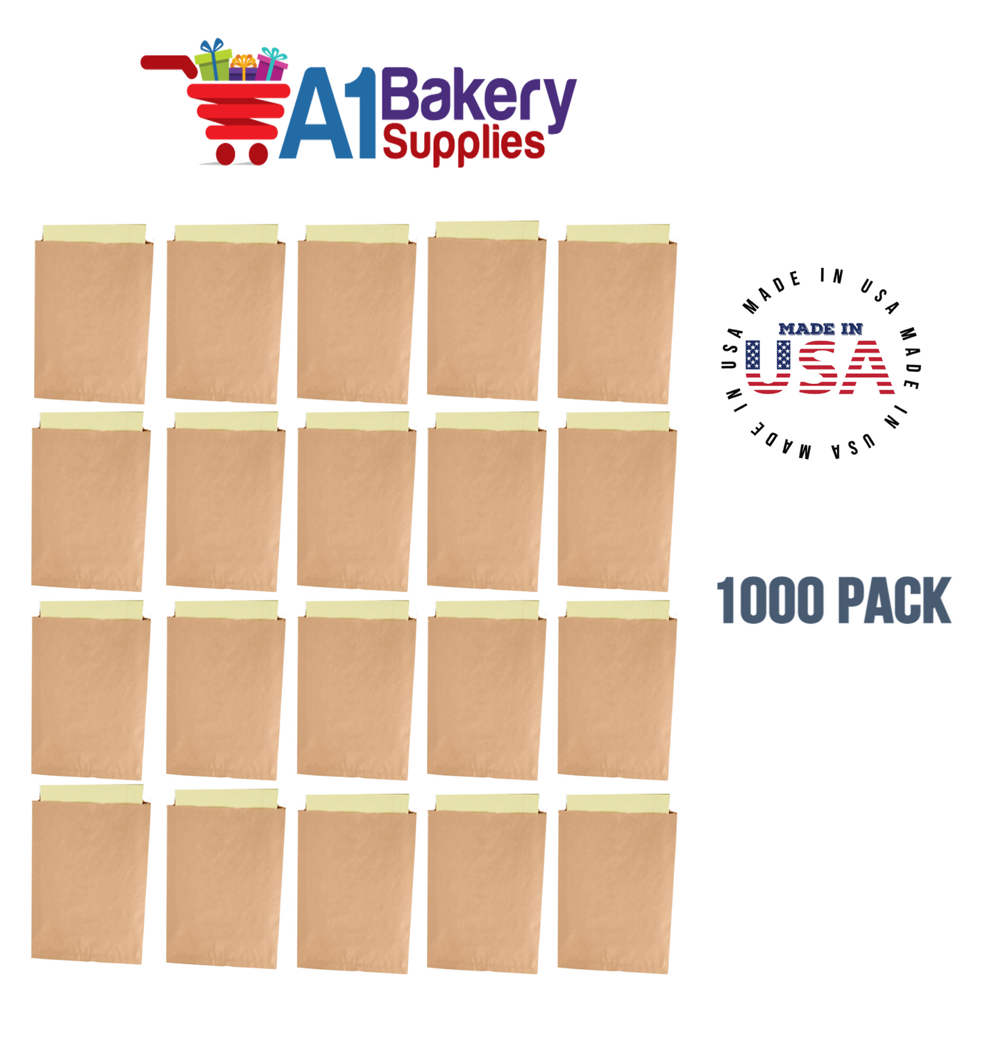 Kraft Flat Merchandise Bags, Medium, 1000 Pack - 10"x13"