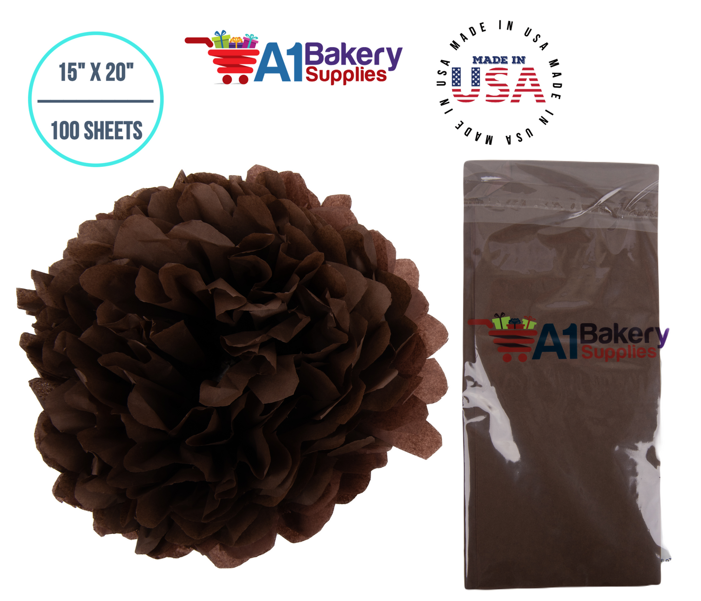 Chocolate Brown 15 Inch x 20 Inch - 100 Sheets