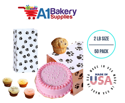 Puppy Dog Paw Print Treat Bags, Paw Print Gift Bags Paper 2LB 50 Pack