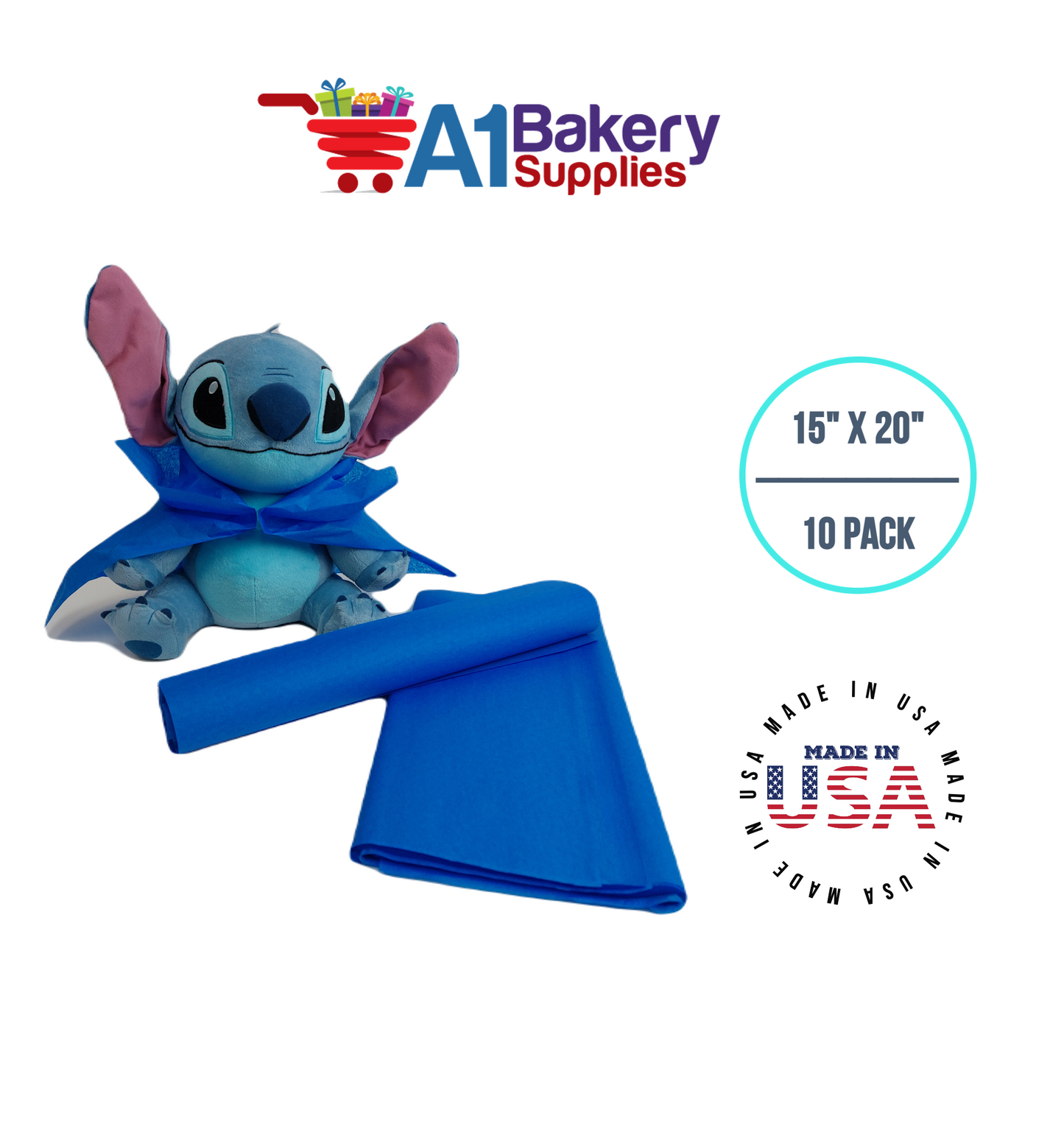 Sapphire Blue Bulk Tissue Paper 15 Inch x 20 Inch - 10 Sheets premium Tissue Paper