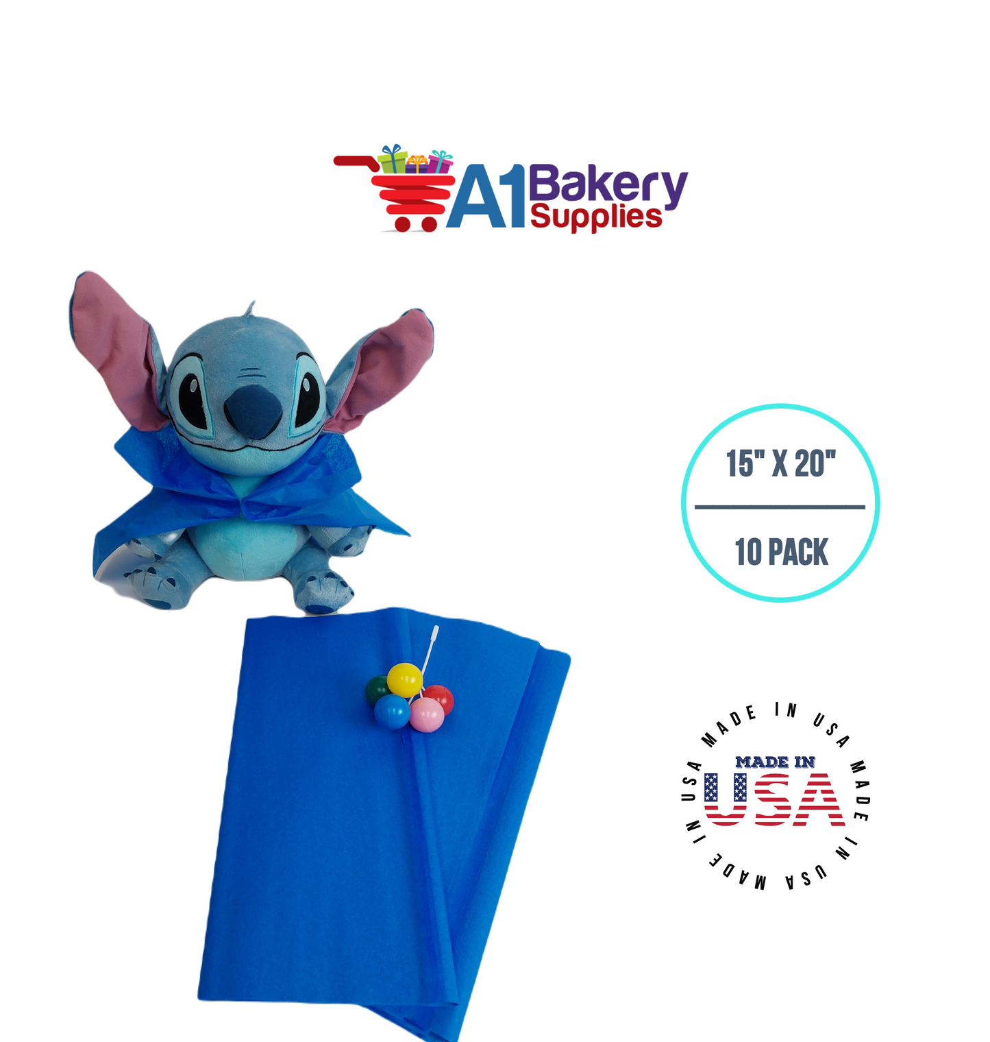 Sapphire Blue Bulk Tissue Paper 15 Inch x 20 Inch - 10 Sheets premium Tissue Paper