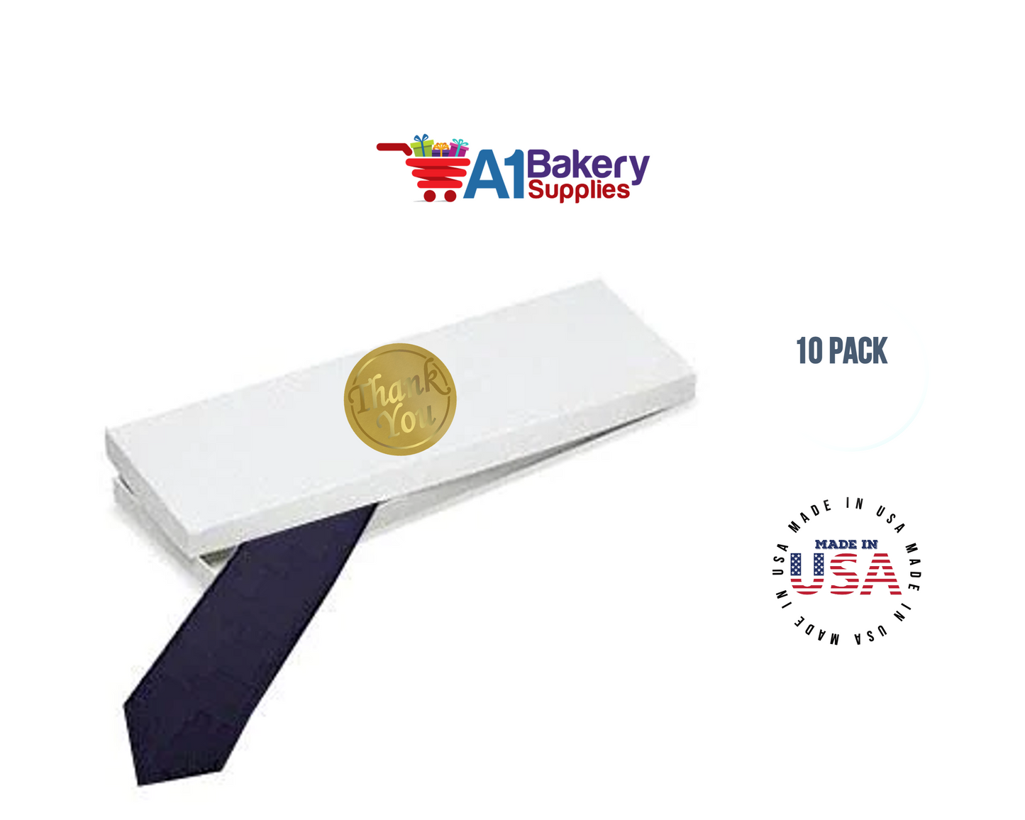 White Men's Tie Gift Boxes Socks Gift Boxes 10 pack with Gold Thank You Sticker