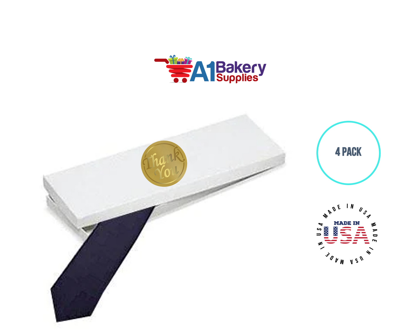 White Men's Tie Gift Boxes Socks Gift Boxes 4 pack with Thank You sticker