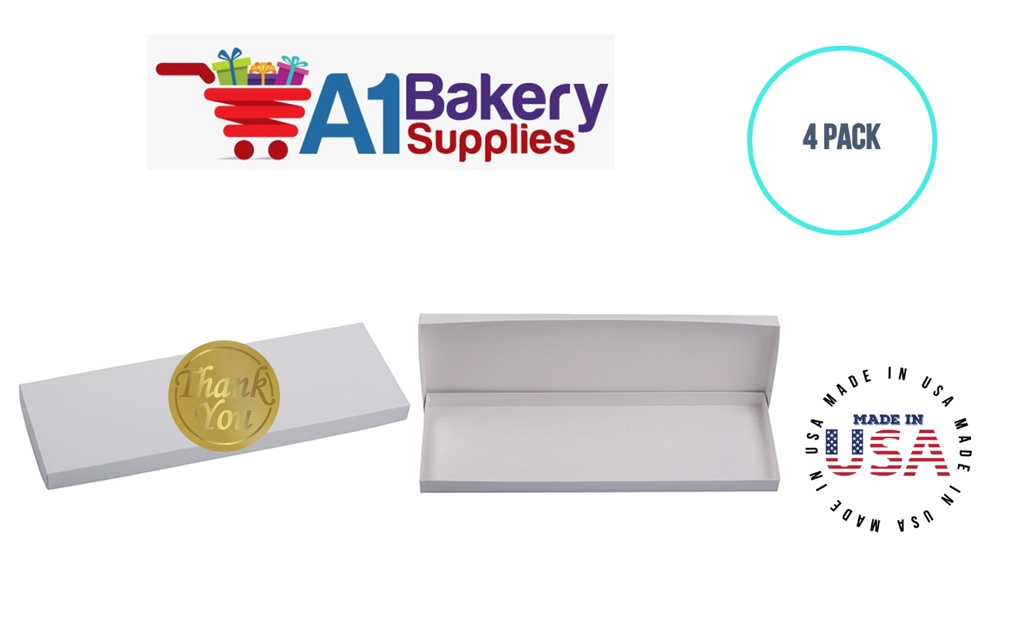 White Men's Tie Gift Boxes Socks Gift Boxes 4 pack with Thank You sticker