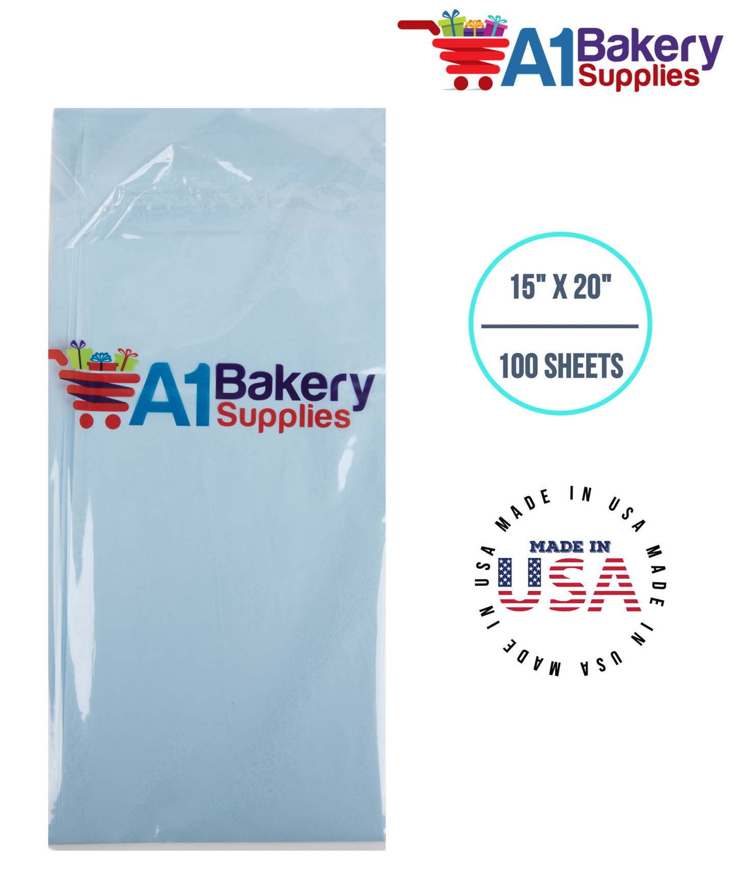 Light Blue Tissue Paper 15 Inch X 20 Inch - 100 Sheets