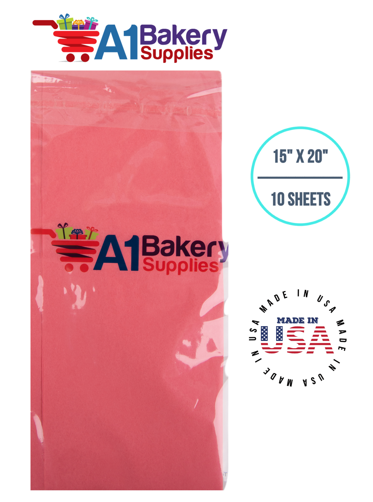 Coral Rose Tissue Paper Squares, Bulk 10 Sheets, Premium Gift Wrap and Art Supplies for Birthdays, Holidays, or Presents by A1BakerySupplies, Small 15 Inch x 20 Inch