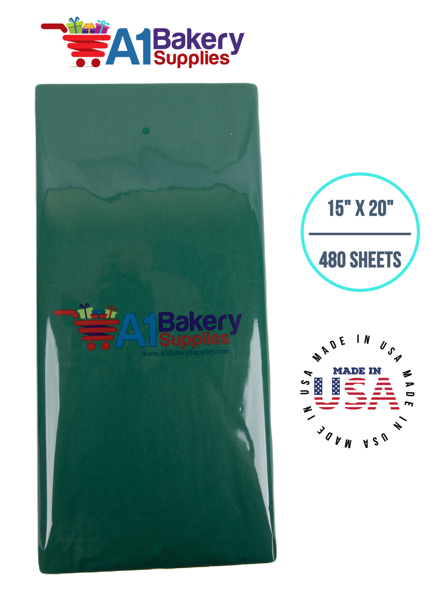 Emerald Green Tissue Paper Squares, Bulk 480 Sheets, Premium Gift Wrap and Art Supplies for Birthdays, Holidays, or Presents by A1BakerySupplies, Large 15 Inch x 20 Inch