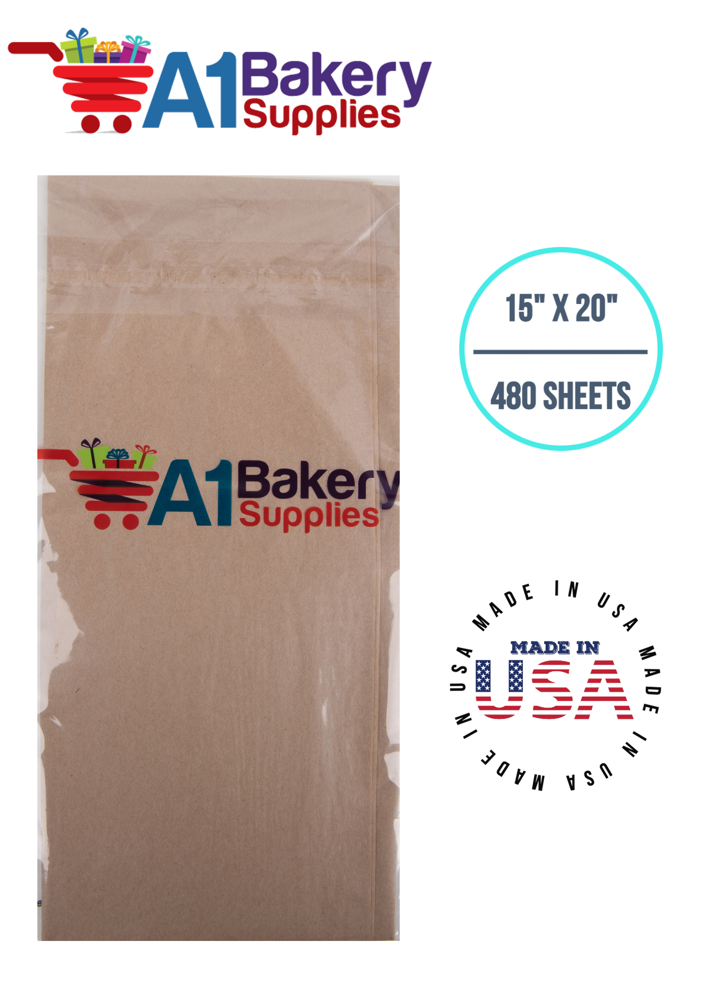 Solid Craft Tissue Paper Squares, Bulk480 Sheets, Premium Gift Wrap and Art Supplies for Birthdays, Holidays, or Presents by A1BakerySupplies, Large 15 Inch x 20 Inch